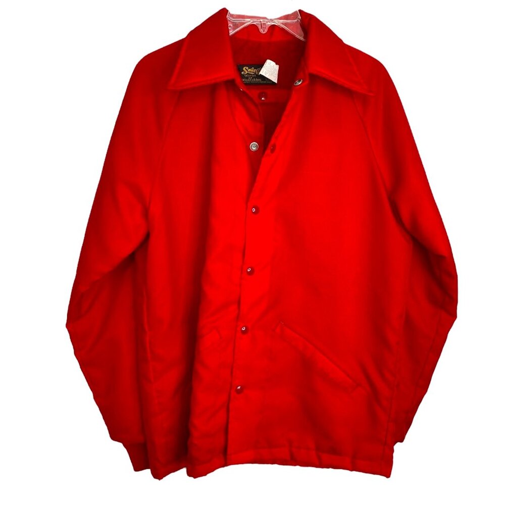 Swingster Vintage Mens Red Snap Front Windbreaker Size S Coastal Outdoor Hiking